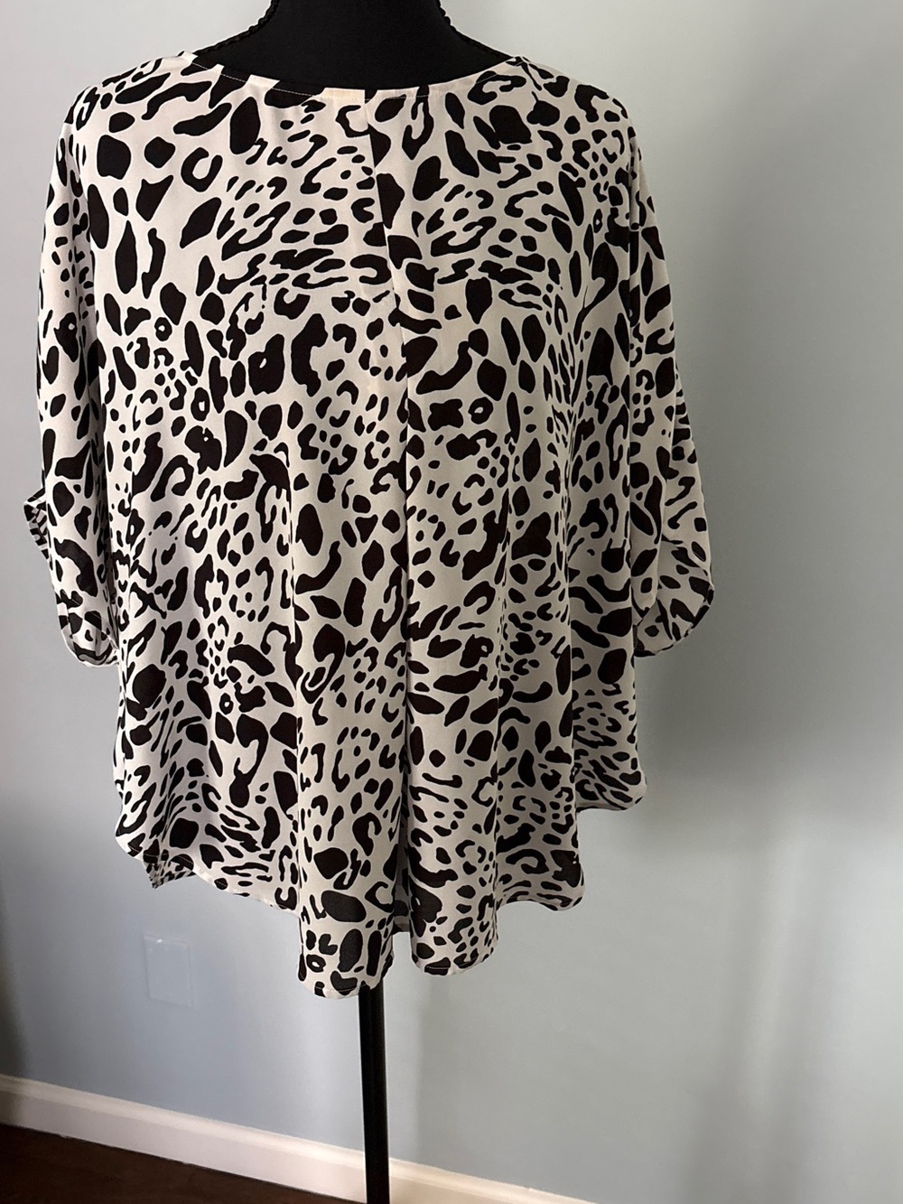 Chico’s Women’s Cream and Black Animal Print Blouse